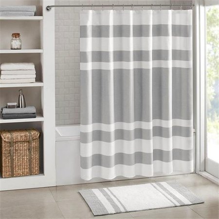 MADISON PARK Madison Park MP70-4981 54 x 78 in. Spa Waffle Shower Curtain with 3M Treatment - Grey MP70-4981